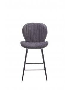 Tabouret de Bar Cleo - Assise en Tissu et Pieds en Acier Noir